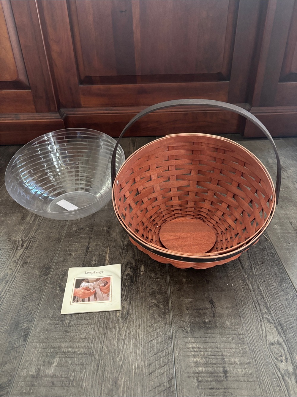 Longaberger Brown Woven Basket with Dark Handle vintage